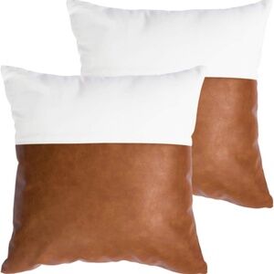 💕2/$15💕 Set of 2 Faux Leather Cotton Decorative Throw Pillow Covers 18 inch